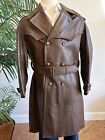 VINTAGE LORD & TAYLOR MENS LEATHER TRENCH COAT COSTUME THEATER SIZE 42 **AS IS**