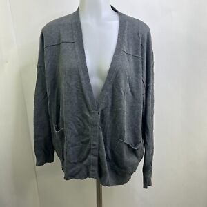 Cabi Sweater XS 637 Gray Snap Cardigan Knit Cotton Oversized Long Sleeve