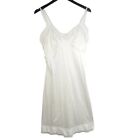 Vintage Adonna Sz 34 White Silky Nylon Lace Trim Full Slip Dress Lingerie Sheer