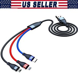 USB Charging Cable 3 in 1 Fast  Universal Multi Function Cell Phone Charger