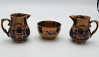 Lot Of 3 Copper Luster Made In England Redware Pottery Two Creamers & One Sugar