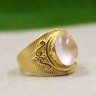 925 Sterling Silver Jewelry Rose Quartz Gold Plated Men's Women's Ring Size 6