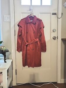 Alice & Blue Red Hooded Trench Coat Rain Coat Double Breasted Small