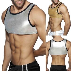 Male Sexy Nightclub Vest Hot Stamped Sequin Suspender Design Ultra Short