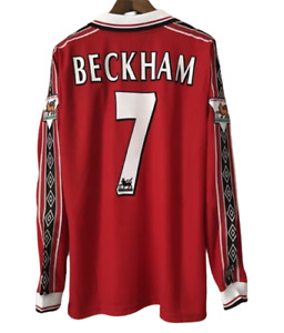 ⚽Retro Manchester United 98/99 Jersey Soccer Long sleeve David Beckham #7 Size L