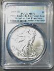 2021 (S) American Silver Eagle PCGS MS70 FDOI  (TYPE 2)   EMERGENCY ISSUE