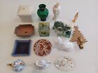 Eclectic Lot of 14 Curio Cabinet Trinkets and Collectables Porcelain Glass Brass