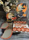 Vtg Lot Halloween Die Cut Witch, Jack O Lantern Bag Pumpkin Honeycomb Balls