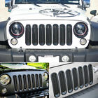 Front Mesh Grille Inserts Headlight Accessories Cover For Jeep Wrangler JK (For: Jeep Wrangler JK)