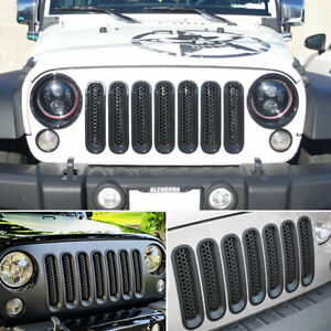 Front Mesh Grille Inserts Headlight Accessories Cover For Jeep Wrangler JK (For: Jeep Wrangler JK)
