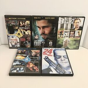 Action Movie DVD Lot Bundle (9 DVDs 42 Movies) Seagal, Pitt, Lundgren, Norris