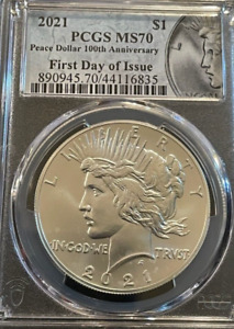 2021 Peace Silver Dollar MS70 *PCGS 100th Anniversary* OGP+First Day of Issue!!!