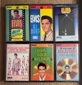 Lot of 6 Elvis Presley Cassette Tapes, 50's, 60's & 70's