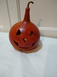 Hand Painted Carved Gourd Jack-O Lantern Halloween Pumpkin 6