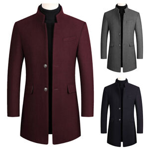 Winter Fashion Men Slim Fit Long Sleeve Cardigan Blend Coat Jacket Suit ~