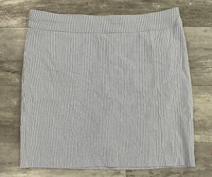Chicos White Blue Striped Womens Lined Skirt US Size 14 Stretch Great Condition