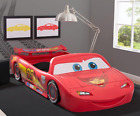 Lightning McQueen Car Bed Toddler to Twin Red Racer with Toy Box and Guardrails