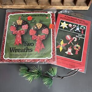 Set 2 Yours Truly CHRISTMAS Wreaths Bell Star Vtg Ornament Sewing Stitching Kit