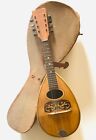 Vintage 19-20th Century 8 String Bowl Mandolin Butterfly Inlay, with Orig Case