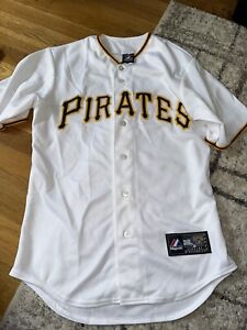 EUC Men’s Majestic Cool Base WHITE Pittsburgh Pirates Stitched Jersey  SMALL