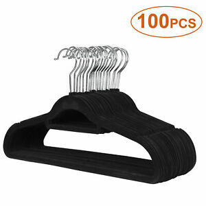 100PCS  Velvet Hangers Premium Non-Slip Flocked Suit/Shirt/Pants Clothes Hangers