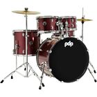 PDP by DW Encore Complete 5-Piece Drum Set Chrome Hardware and Cymbals Ruby Red