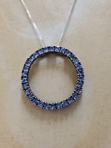 Tanzanite Circle Pendant Necklace In Sterling Silver,24