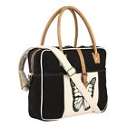 Canvas Messenger Bag & Cowhide Tote Zipper Closure for Women Butterfly tote