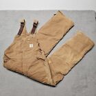 Vintage Carhartt R27 Bib Overalls 34x32 Arctic Quilted Lined Faded Brown USA