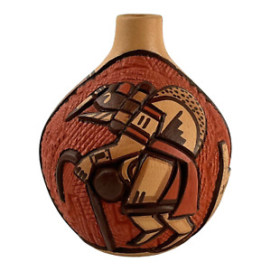 Native American Hopi Incised Pottery Carla Nampeyo Vase Vessel Pot 5 Inch