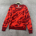 Cabi Pullover Sweater XL Red Sakura Camo Cotton Blend Crewneck 3158
