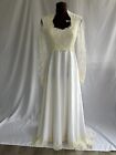 1960s/1970s ILGWU Lace & Synthetic Knit Victorian Wedding Gown
