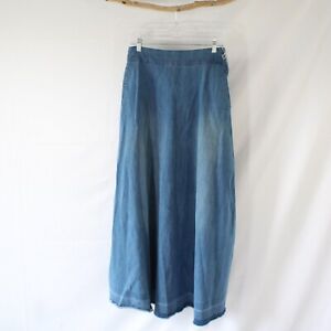 Neways Long Modest Blue Jean Skirt Size 40 L Large Maxi Denim No Pockets Stains