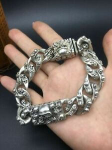 Asian chinese old miao silver hand cast statue bracelet jewel cool gift