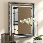Wall Mirror Antique Silver Bathroom Vanity Leaner Hanging Large Beaded Frame New