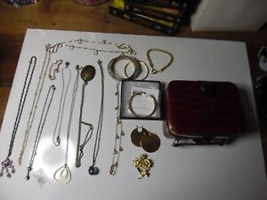 Jewelry lot Necklaces bracelets small jewelry box ,earrings and brooch