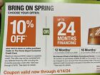 Home Depot Coupon 10% off exp 5/8/2024 Online or In-store Electronic Only