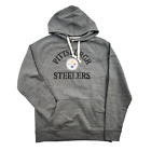 Pittsburgh Steelers Gray Pullover Hoodie Sweatshirt Authentic NFL Team Apparel L