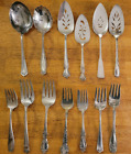 13 Vtg. Silverplate Serving Pieces Cake/Pie Servers, Meat Forks, Serving Spoons