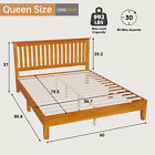 Wood Platform Bed Frame w/Headboard, Twin/Full/Queen Size Solid Wood Foundation