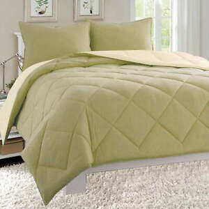New ListingAll Season Reversible 3-Piece Comforter Set - Full/Queen, Sage/Cream
