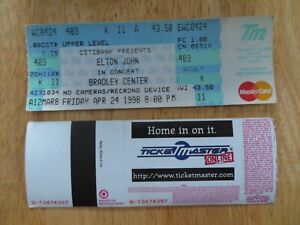 UNUSED ELTON JOHN April 24, 1998 BRADLEY CENTER Concert Ticket