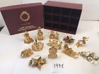 1998 Danbury Mint 23KT Gold Plated Christmas Ornaments with Box Set of 12
