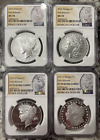4 Coin Set 2023 Morgan & Peace Silver Dollar NGC MS 70 & PF 70 UC First Releases