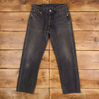 Vintage Levis 501 Jeans 32 x 30 USA Made 90s Dark Wash Straight Grey Red Tab