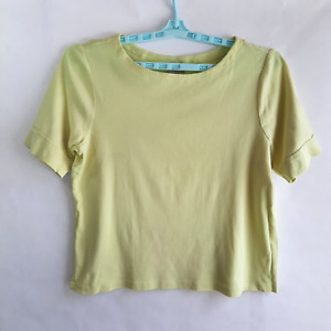 Chico's Womens Short CROP T-SHIRT Pullover 1X Cotton Short Sleeve Yellow-Green