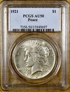 1921 PCGS AU50 Peace Dollar - Key Date