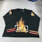 New Hood By Air Shirt Mens Extra Large Ablaze Hockey Box Logo Stripe Flames xl