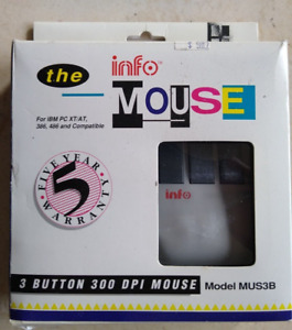 NEW/OB 199 3-BUTTON 300 DPI MUS3B INFO MOUSE *COMPLETE:3.5