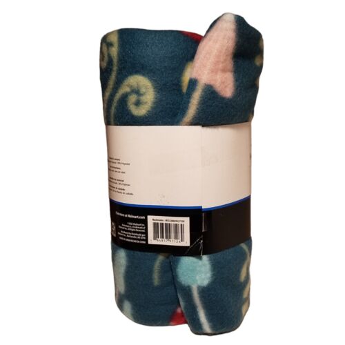 Mainstays Fleece Throw 50 x 60 GREEN MUSHROOMS Soft Lightweight Washable Blanket